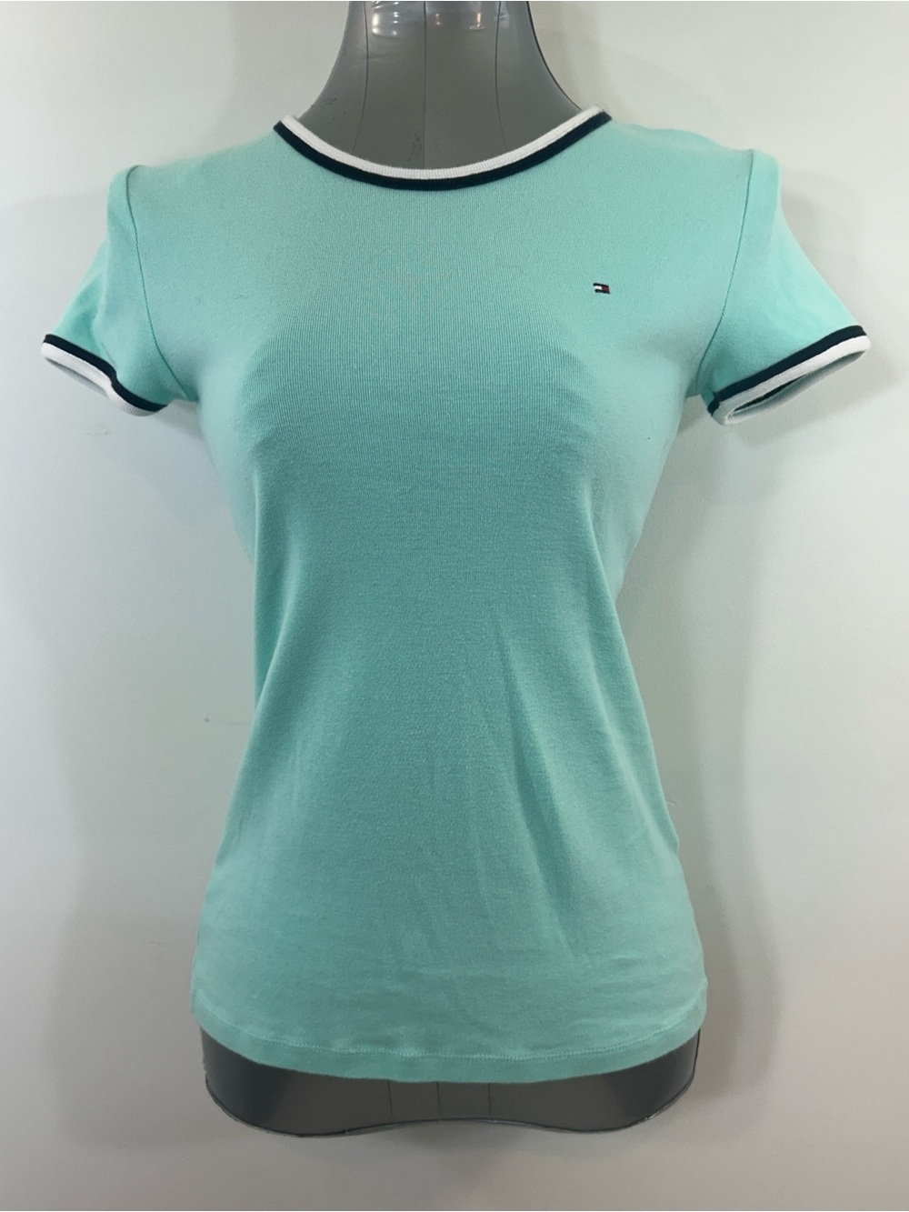 Tommy Hilfiger Mint Green Short Sleeve Tee with Navy & White Trim